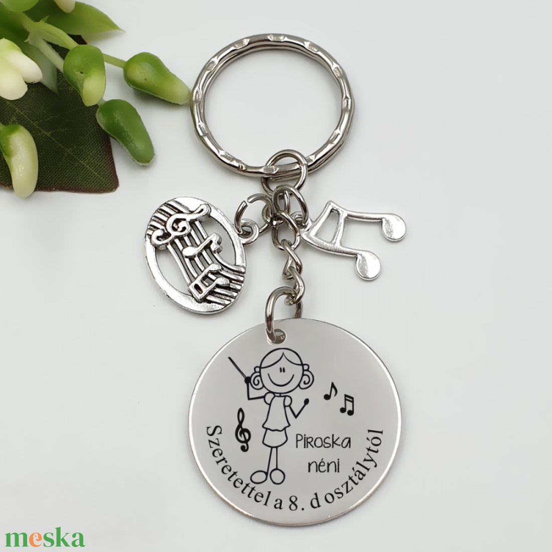 Ajándék énektanárnőnek ballagásra, pedagógusnapra, tanév végére - Gravírozott grafikás ballagási kulcstartó 2_34. - táska & tok - kulcstartó & táskadísz - kulcstartó - Meska.hu
