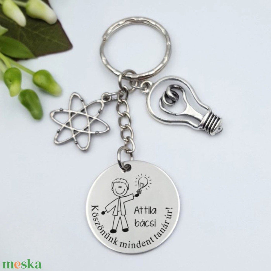 Ajándék fizikatanárnak ballagásra, pedagógusnapra, tanév végére - Gravírozott grafikás ballagási kulcstartó 1_32. - táska & tok - kulcstartó & táskadísz - kulcstartó - Meska.hu