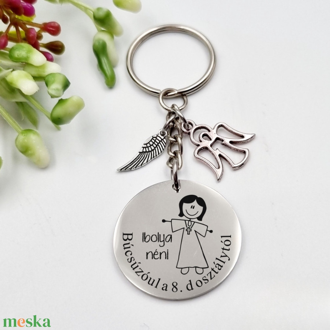 Ajándék hittan tanárnőnek ballagásra, pedagógusnapra, tanév végére - Gravírozott grafikás ballagási kulcstartó 2_48. - táska & tok - kulcstartó & táskadísz - kulcstartó - Meska.hu