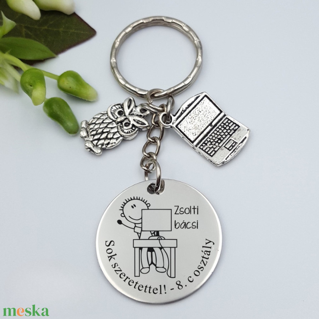 Ajándék informatikatanárnak ballagásra, pedagógusnapra, tanév végére - Gravírozott grafikás ballagási kulcstartó 1_22. - táska & tok - kulcstartó & táskadísz - kulcstartó - Meska.hu