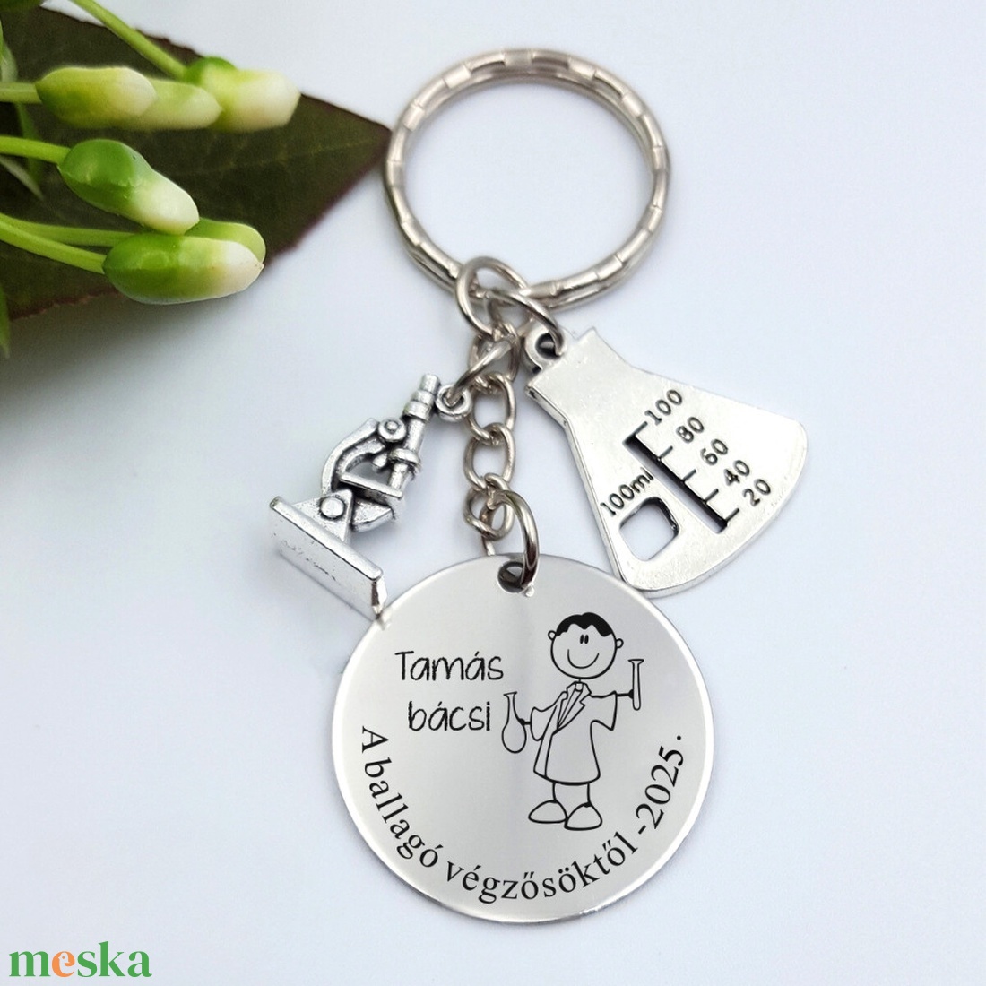 Ajándék kémiatanárnak ballagásra, pedagógusnapra, tanév végére - Gravírozott grafikás ballagási kulcstartó 1_28. - táska & tok - kulcstartó & táskadísz - kulcstartó - Meska.hu