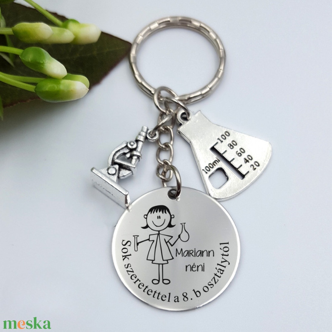 Ajándék kémiatanárnőnek ballagásra, pedagógusnapra, tanév végére - Gravírozott grafikás ballagási kulcstartó 1_29. - táska & tok - kulcstartó & táskadísz - kulcstartó - Meska.hu