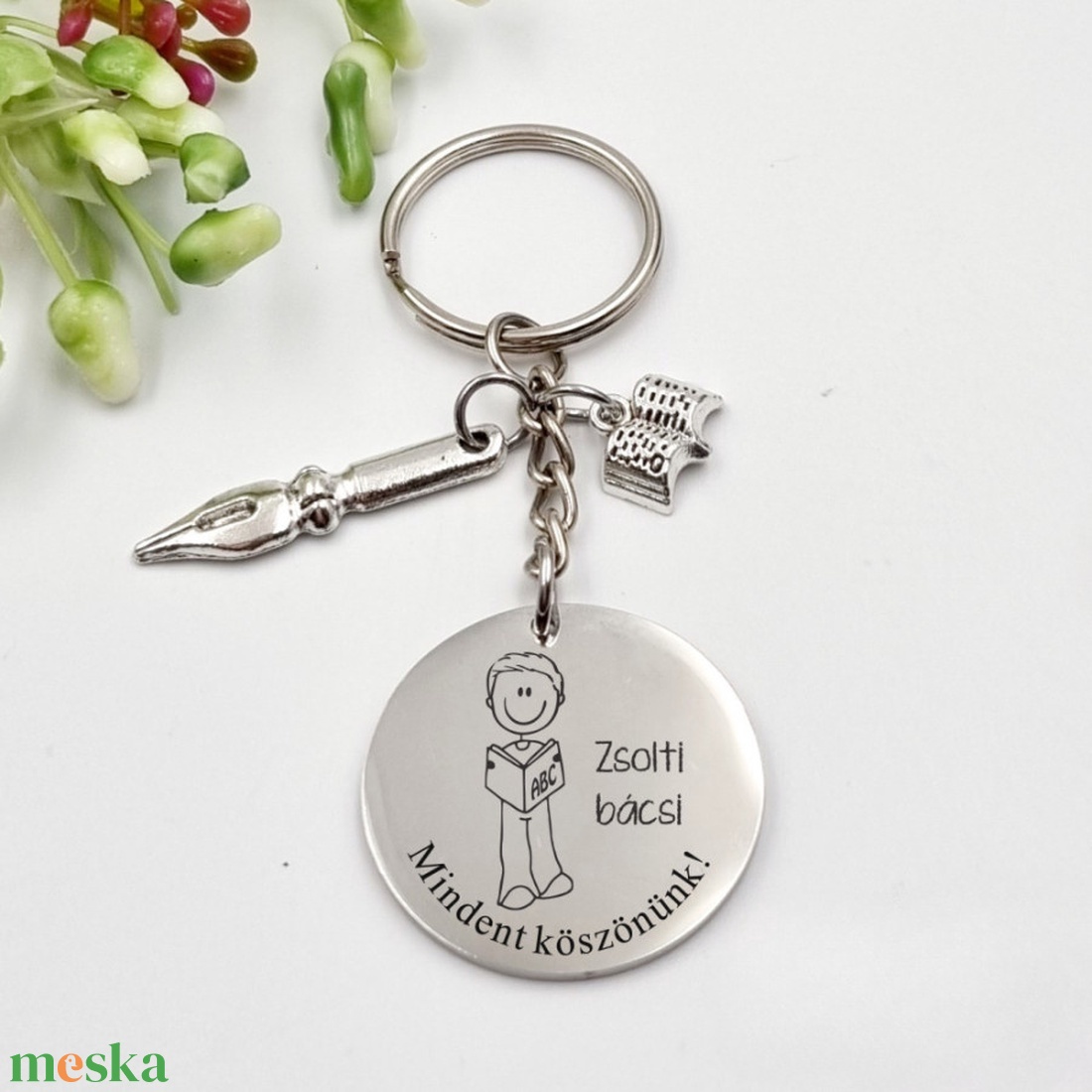 Ajándék magyartanárnak ballagásra, pedagógusnapra, tanév végére - Gravírozott grafikás ballagási kulcstartó 3_17. - táska & tok - kulcstartó & táskadísz - kulcstartó - Meska.hu