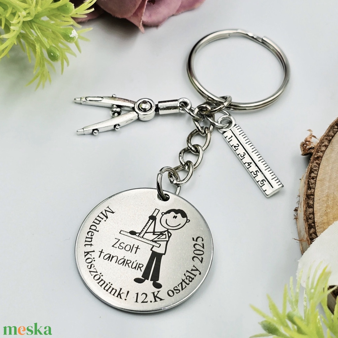 Ajándék matematikatanárnak ballagásra, pedagógusnapra, tanév végére - Gravírozott grafikás ballagási kulcstartó 1_20. - táska & tok - kulcstartó & táskadísz - kulcstartó - Meska.hu