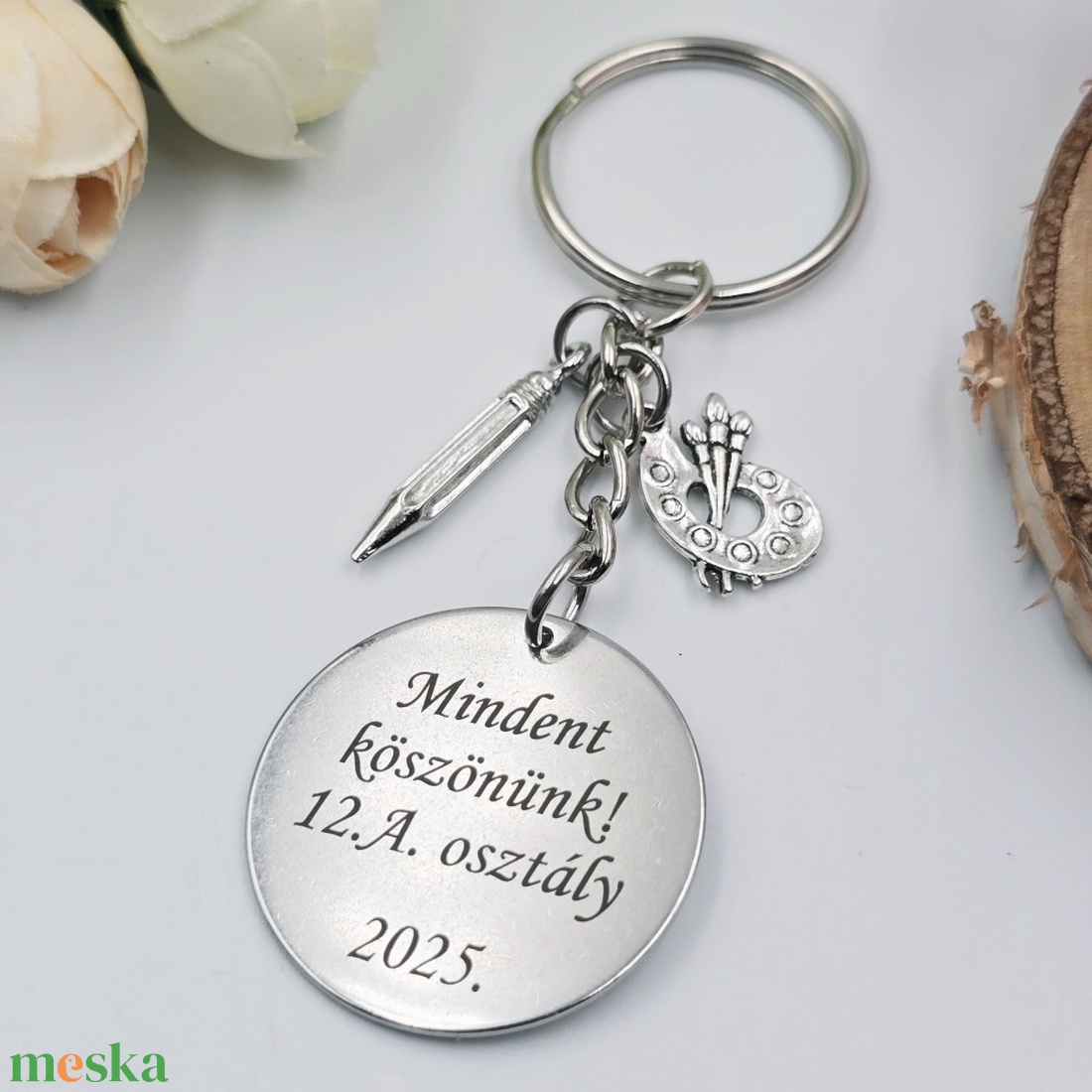 Ajándék rajztanároknak ballagásra, pedagógusnapra, tanév végére - Gravírozott szöveges ballagási kulcstartó 1. - táska & tok - kulcstartó & táskadísz - kulcstartó - Meska.hu