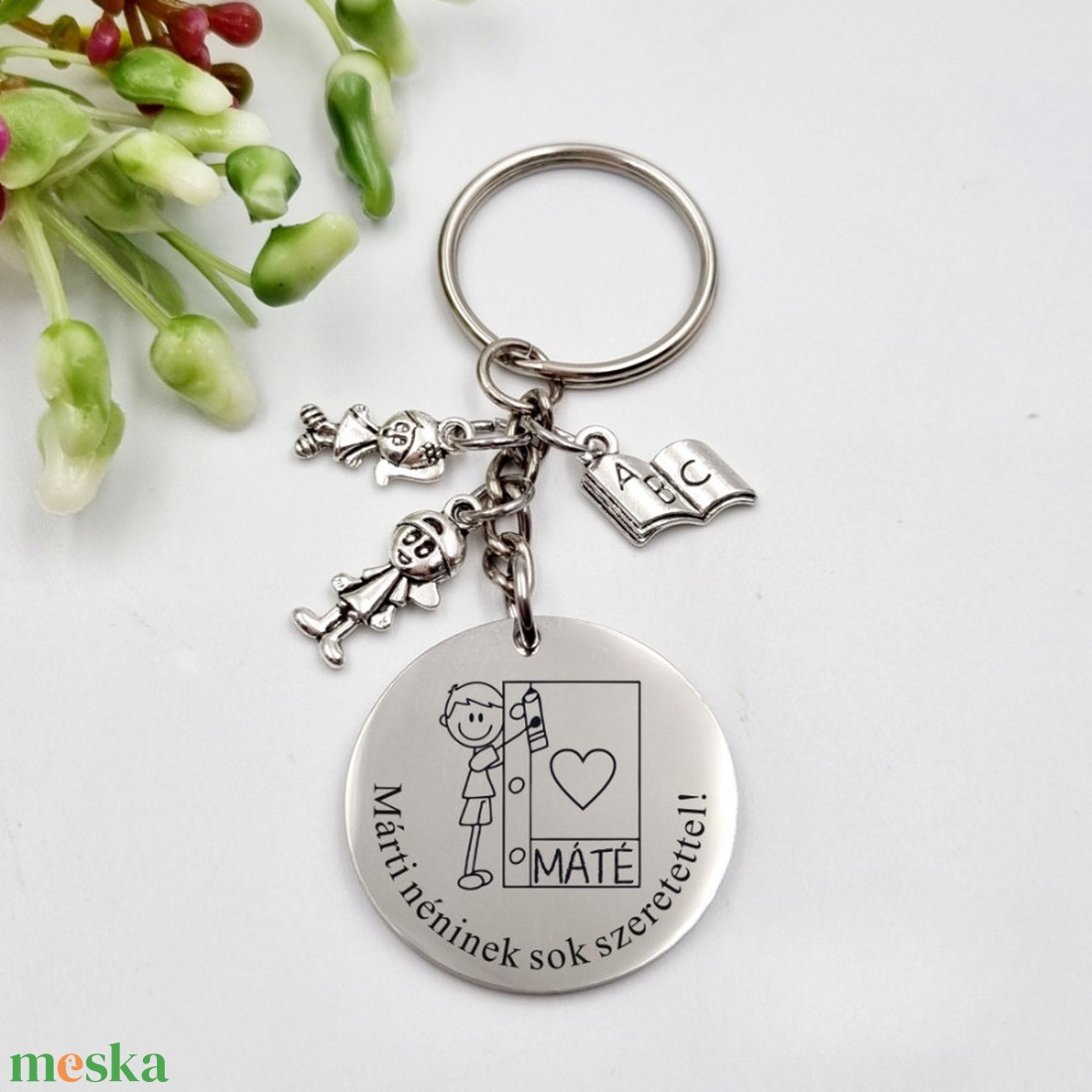 Ajándék tanító néninek ballagásra, pedagógusnapra, tanév végére - Gravírozott grafikás ballagási kulcstartó 1_09. - táska & tok - kulcstartó & táskadísz - kulcstartó - Meska.hu