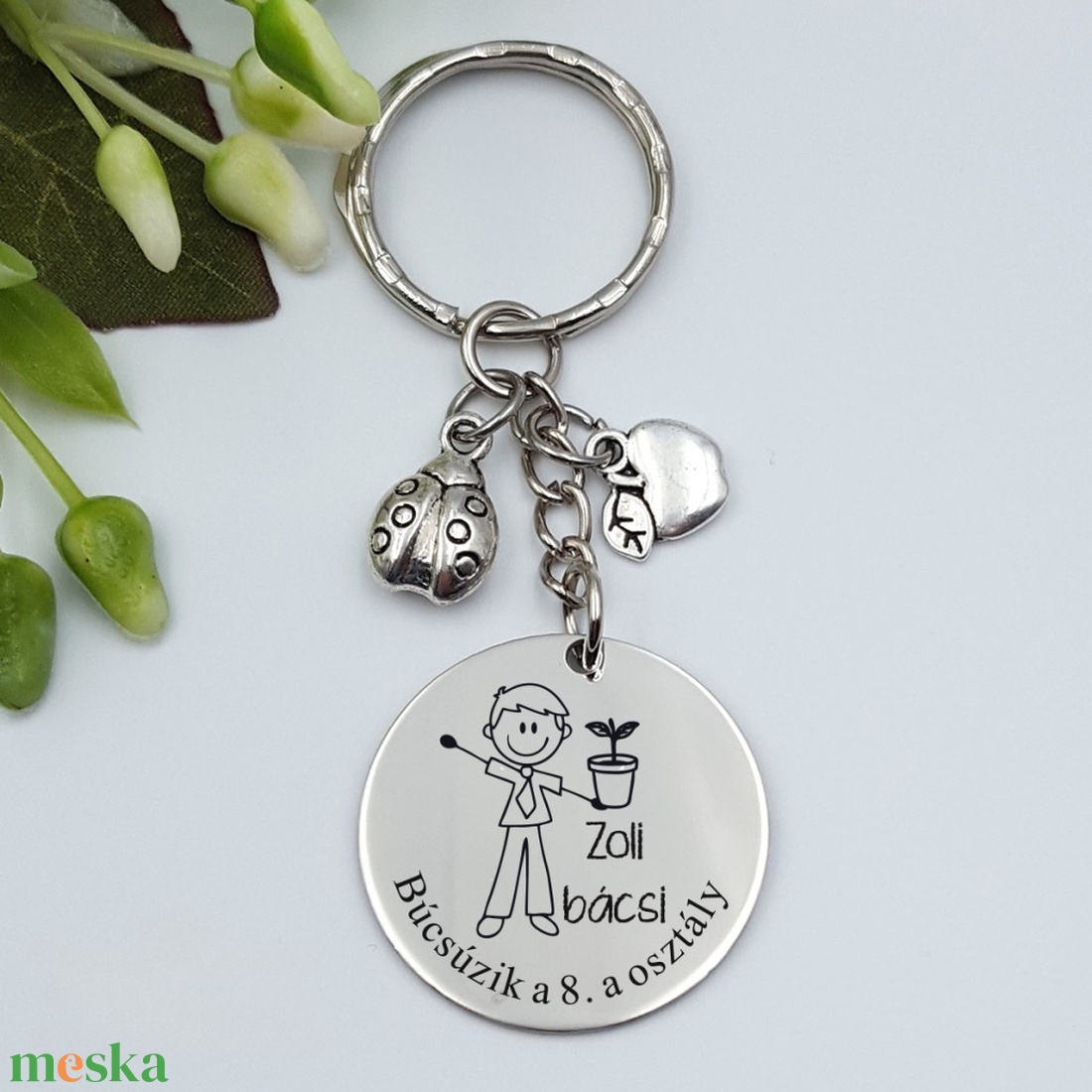 Ajándék biológiatanárnak ballagásra, pedagógusnapra, tanév végére - Gravírozott grafikás ballagási kulcstartó 2_26. - táska & tok - kulcstartó & táskadísz - kulcstartó - Meska.hu