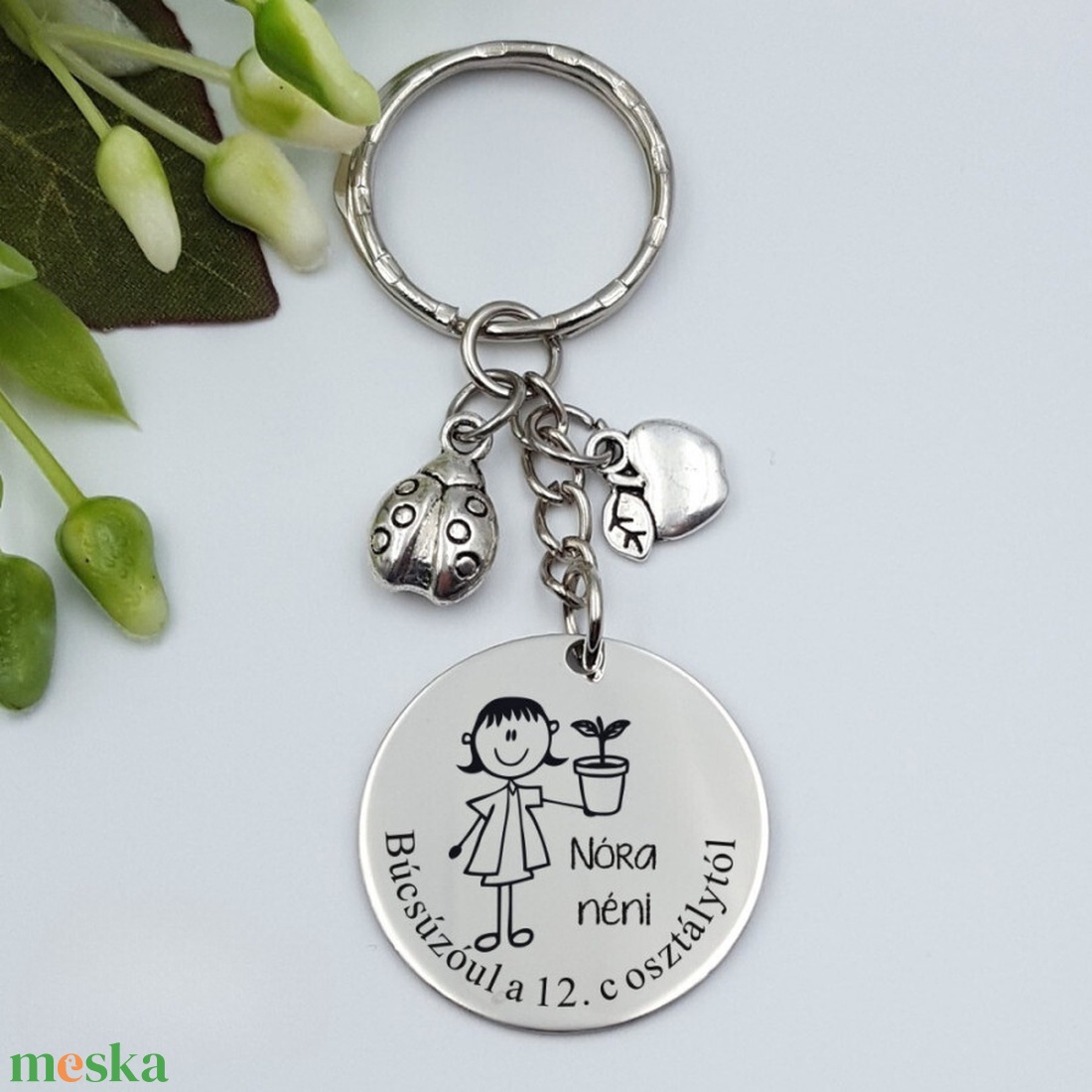 Biológia tanárnőnek ajándék ballagásra, pedagógusnapra, tanév végére - Gravírozott grafikás ballagási kulcstartó 2_27. - táska & tok - kulcstartó & táskadísz - kulcstartó - Meska.hu