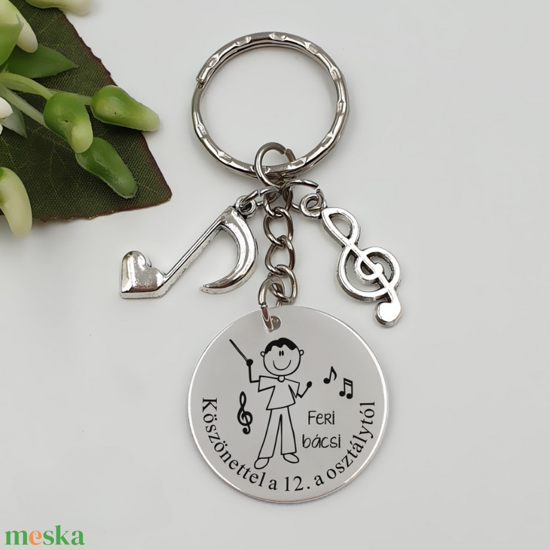 Ajándék énektanárnak ballagásra, pedagógusnapra, tanév végére - Gravírozott grafikás ballagási kulcstartó 3_35. - táska & tok - kulcstartó & táskadísz - kulcstartó - Meska.hu