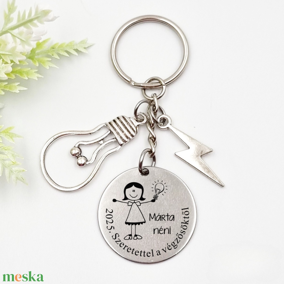 Ajándék fizikatanárnőnek ballagásra, pedagógusnapra, tanév végére - Gravírozott grafikás ballagási kulcstartó 2_33. - táska & tok - kulcstartó & táskadísz - kulcstartó - Meska.hu