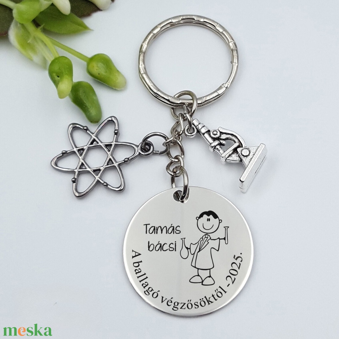 Ajándék kémiatanárnak ballagásra, pedagógusnapra, tanév végére - Gravírozott grafikás ballagási kulcstartó 2_28. - táska & tok - kulcstartó & táskadísz - kulcstartó - Meska.hu