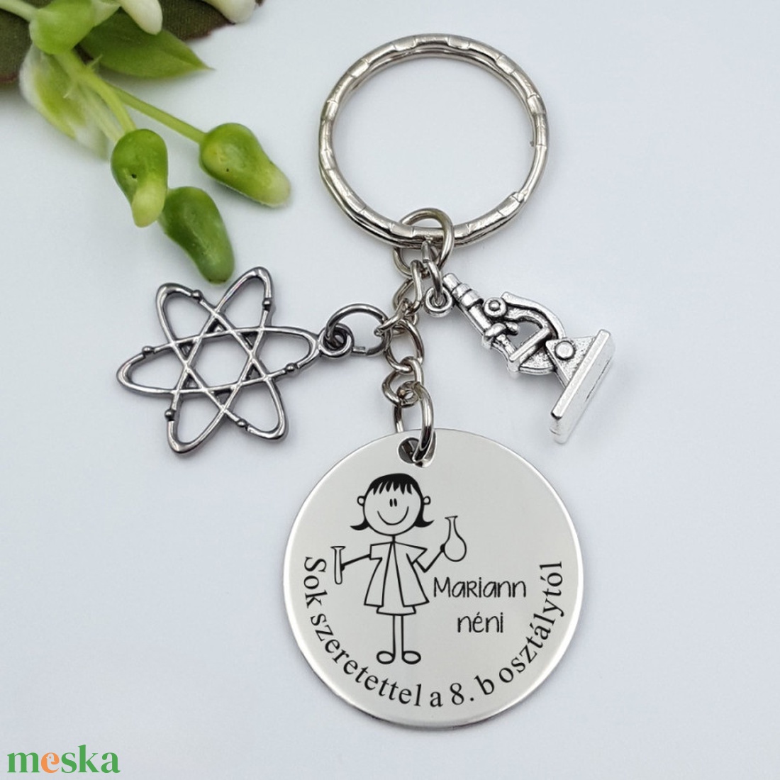 Ajándék kémiatanárnőnek ballagásra, pedagógusnapra, tanév végére - Gravírozott grafikás ballagási kulcstartó 2_29. - táska & tok - kulcstartó & táskadísz - kulcstartó - Meska.hu