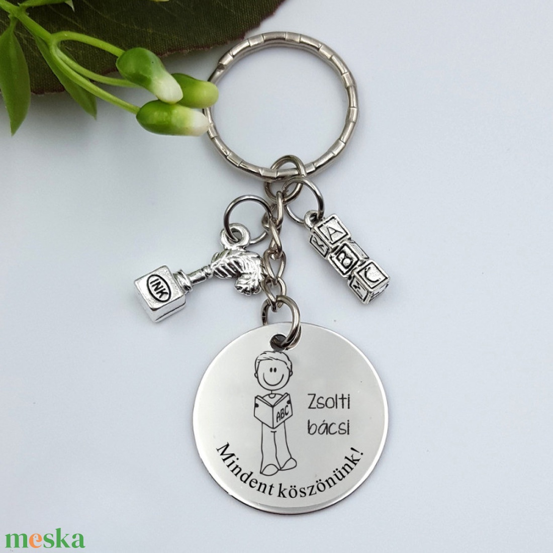 Ajándék magyartanárnak ballagásra, pedagógusnapra, tanév végére - Gravírozott grafikás ballagási kulcstartó 2_17. - táska & tok - kulcstartó & táskadísz - kulcstartó - Meska.hu