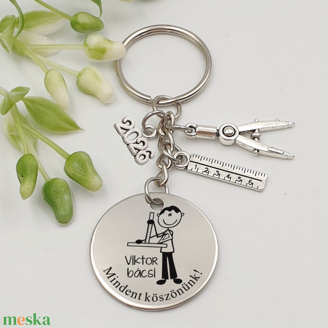 Matematika tanárnak ajándék ballagásra, pedagógusnapra, tanév végére - Gravírozott grafikás ballagási kulcstartó 2_20. - táska & tok - kulcstartó & táskadísz - kulcstartó - Meska.hu