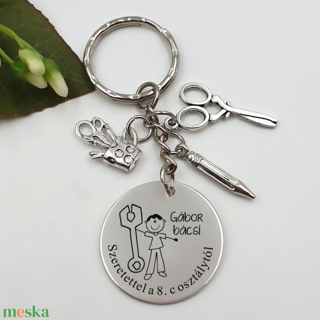 Ajándék technikatanárnak ballagásra, pedagógusnapra, tanév végére - Gravírozott grafikás ballagási kulcstartó 2_38. - táska & tok - kulcstartó & táskadísz - kulcstartó - Meska.hu