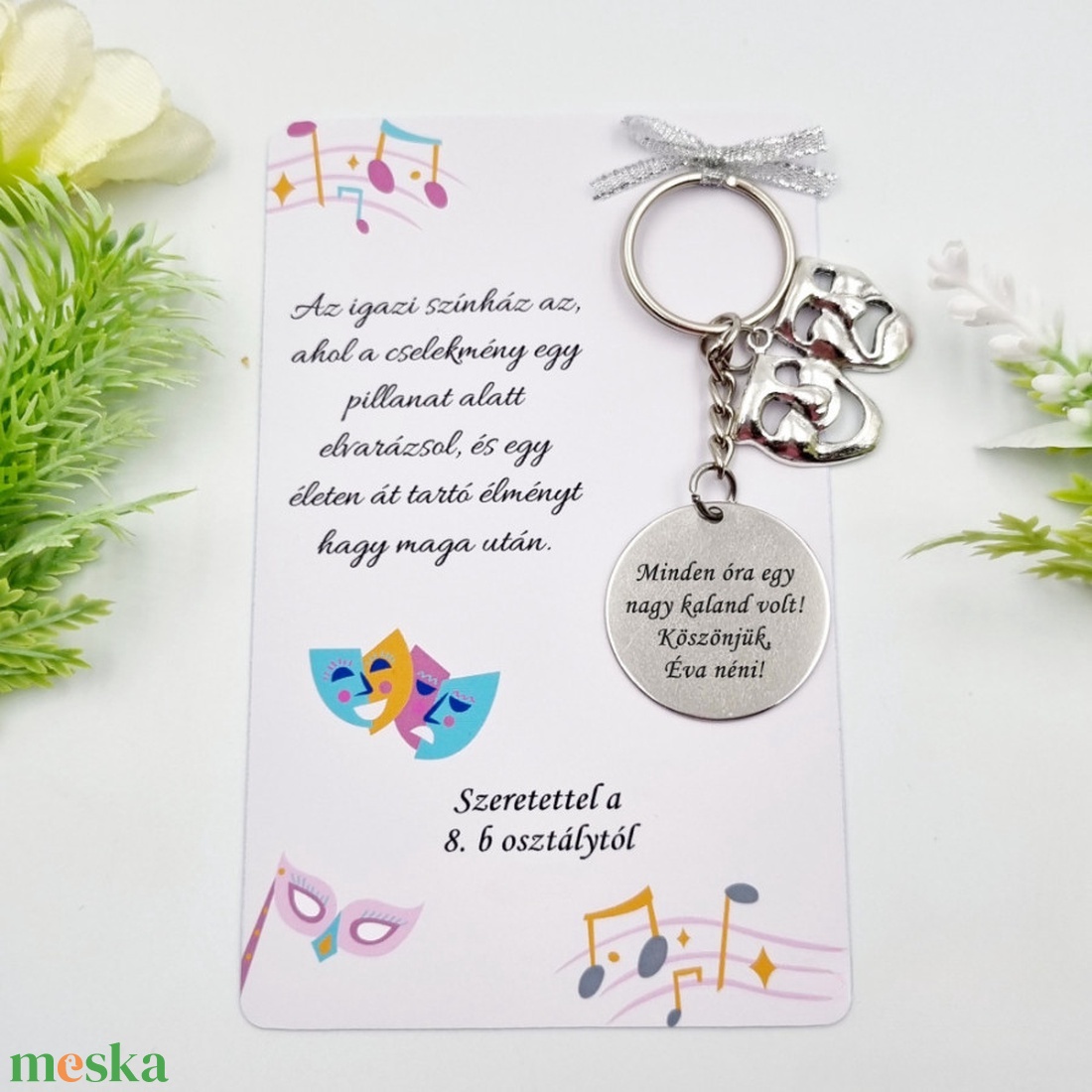 Dráma tanároknak ajándék ballagásra, pedagógusnapra, tanév végére - Gravírozott ballagási kulcstartó ajándékkártyán - táska & tok - kulcstartó & táskadísz - kulcstartó - Meska.hu