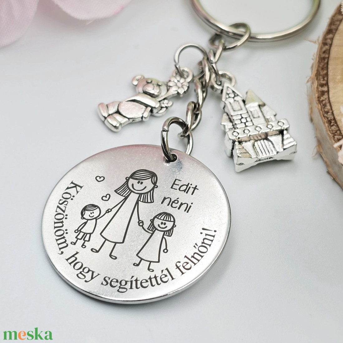 Óvó néninek ajándék pedagógusnapra, tanév végére - Gravírozott grafikás ballagási kulcstartó  2_08. - táska & tok - kulcstartó & táskadísz - kulcstartó - Meska.hu