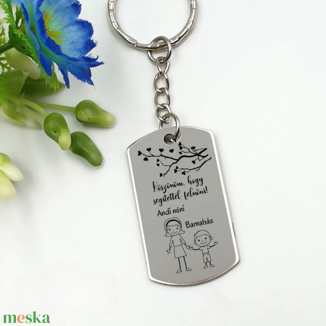 Ajándék óvó néninek tanév végére, pedagógusnapra - Az óvó néni + én - kulcstartó személyre szabható grafikával - táska & tok - kulcstartó & táskadísz - kulcstartó - Meska.hu
