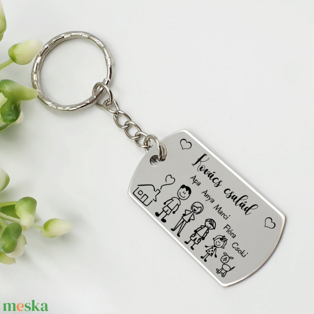 A mi családunk - Kulcstartó személyre szabható grafikával. Egyedi ajándék apának, anyának - táska & tok - kulcstartó & táskadísz - kulcstartó - Meska.hu