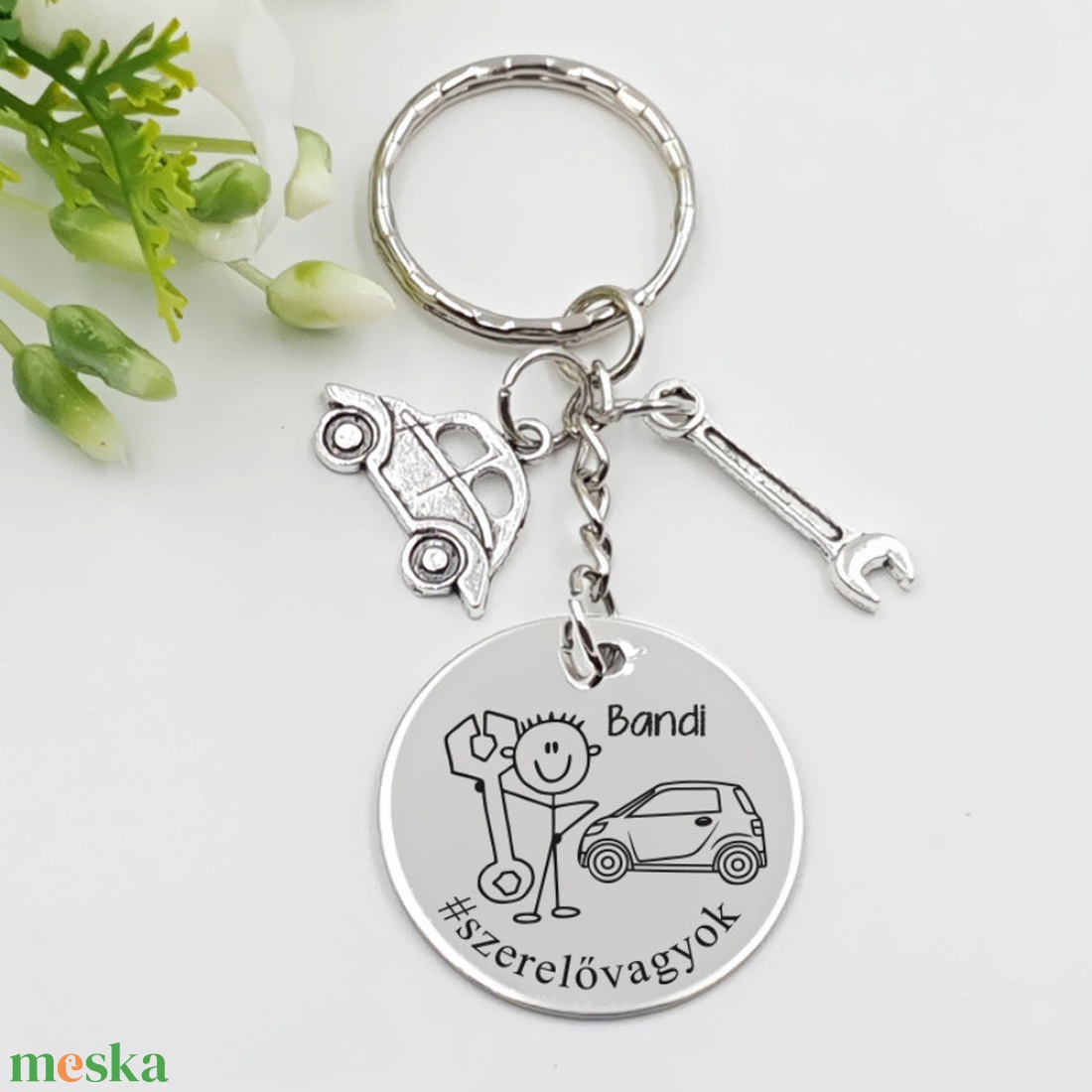 Autószerelőnek ajándék - autószerelő kulcstartó grafikával, egyedi névvel, felirattal - táska & tok - kulcstartó & táskadísz - kulcstartó - Meska.hu
