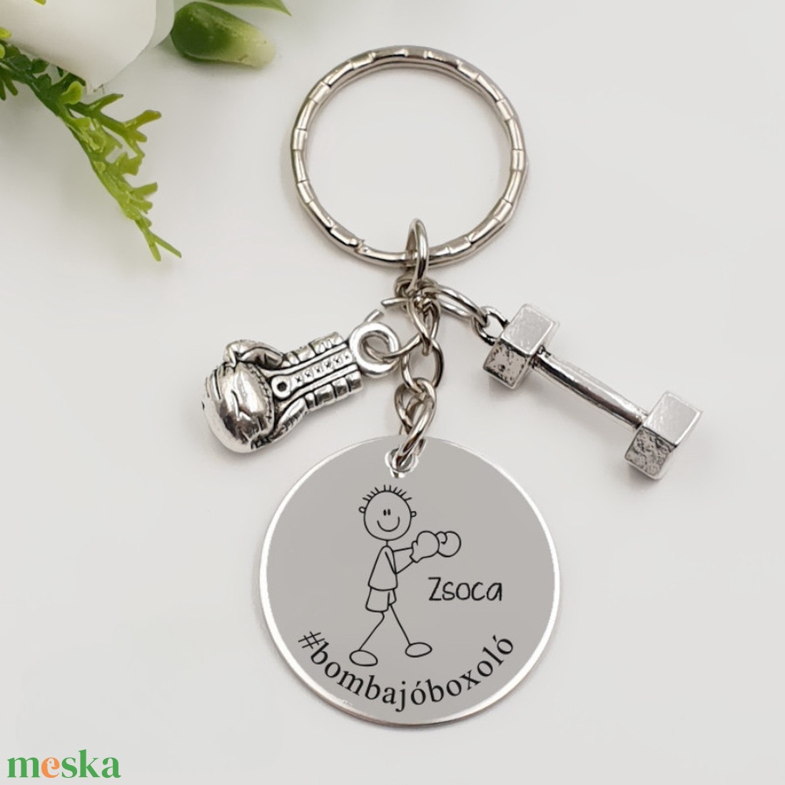 Bokszolónak ajándék - bokszoló kulcstartó grafikával, egyedi névvel, felirattal - táska & tok - kulcstartó & táskadísz - kulcstartó - Meska.hu