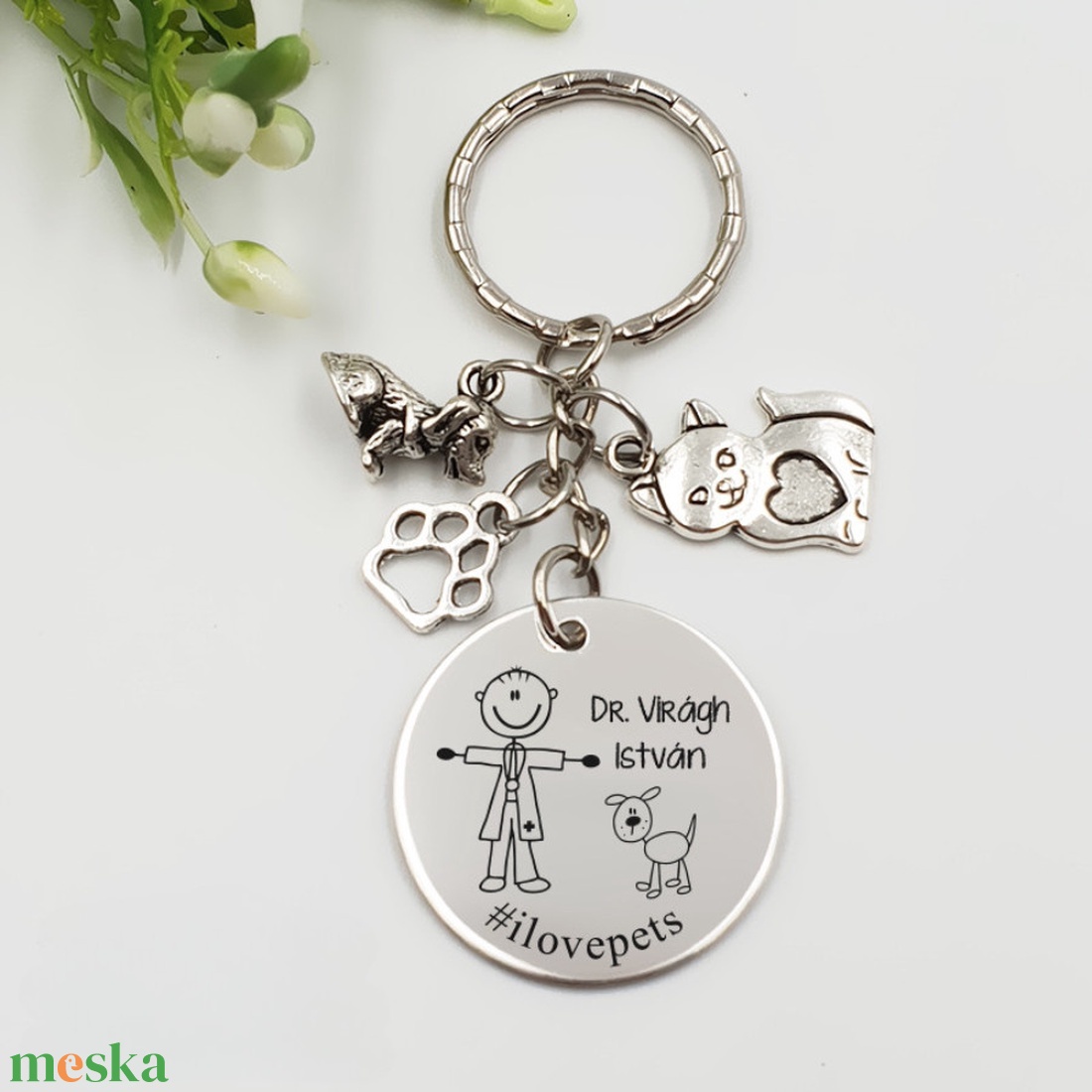 Állatorvosnak ajándék - állatorvos kulcstartó grafikával, egyedi névvel, felirattal - táska & tok - kulcstartó & táskadísz - kulcstartó - Meska.hu