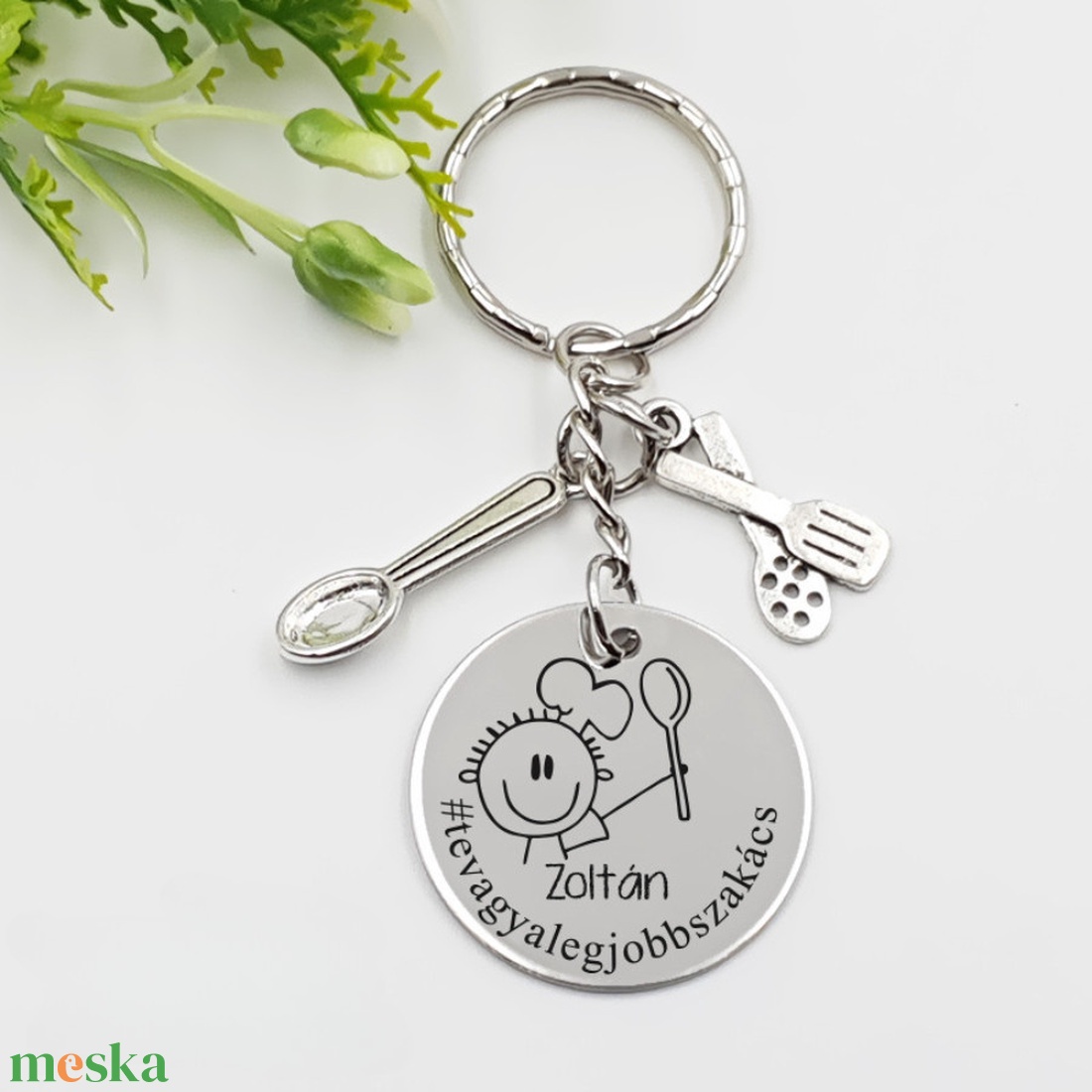 Szakácsnak ajándék - szakács kulcstartó grafikával, egyedi névvel, felirattal - táska & tok - kulcstartó & táskadísz - kulcstartó - Meska.hu