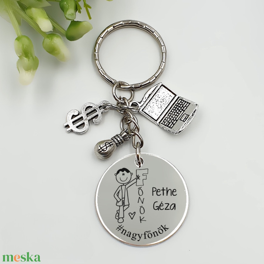 Főnöknek ajándék - főnök kulcstartó grafikával, egyedi névvel, felirattal - táska & tok - kulcstartó & táskadísz - kulcstartó - Meska.hu