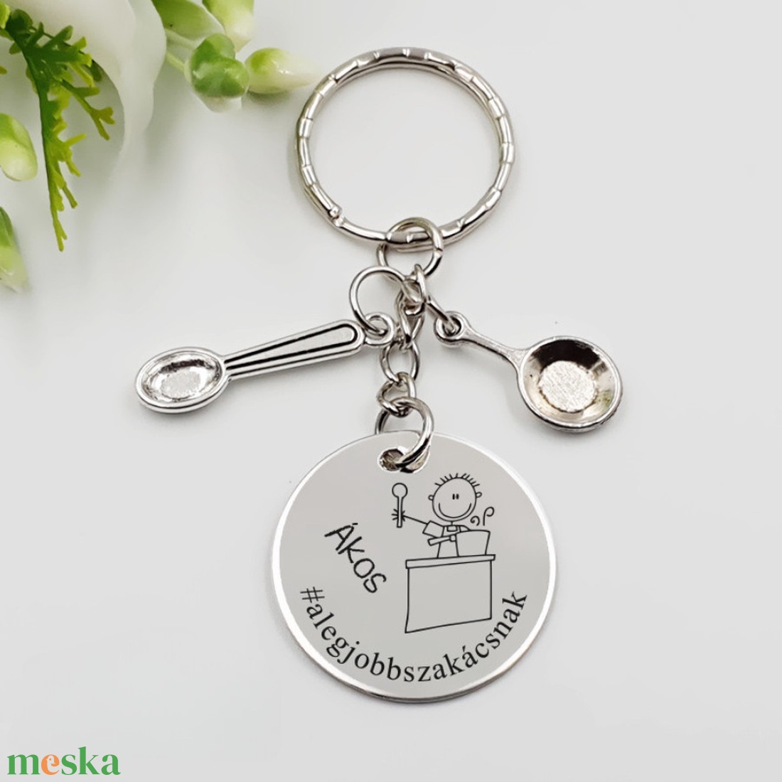 Szakácsnak ajándék - szakács kulcstartó grafikával, egyedi névvel, felirattal - táska & tok - kulcstartó & táskadísz - kulcstartó - Meska.hu