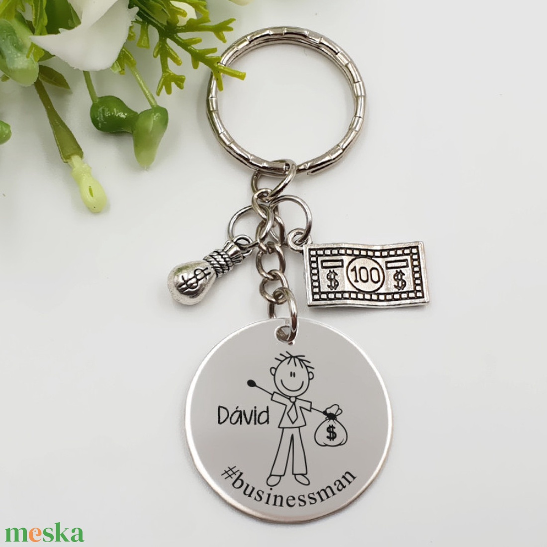 Vállalkozónak ajándék - üzletember kulcstartó grafikával, egyedi névvel, felirattal - táska & tok - kulcstartó & táskadísz - kulcstartó - Meska.hu