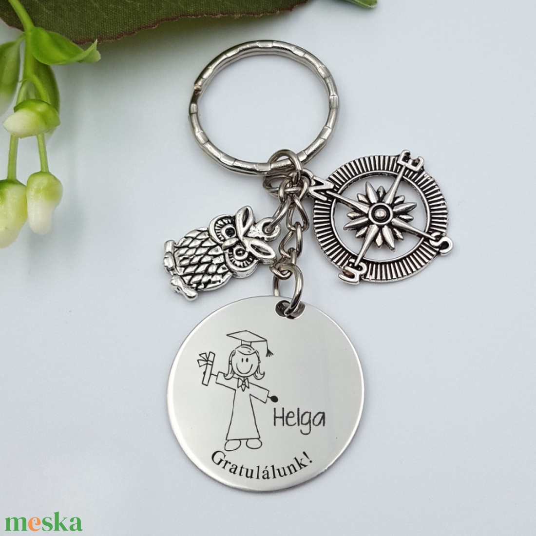 Ballagási ajándék lányoknak - Gravírozott grafikás ballagási kulcstartó végzősöknek 1_68. - táska & tok - kulcstartó & táskadísz - kulcstartó - Meska.hu