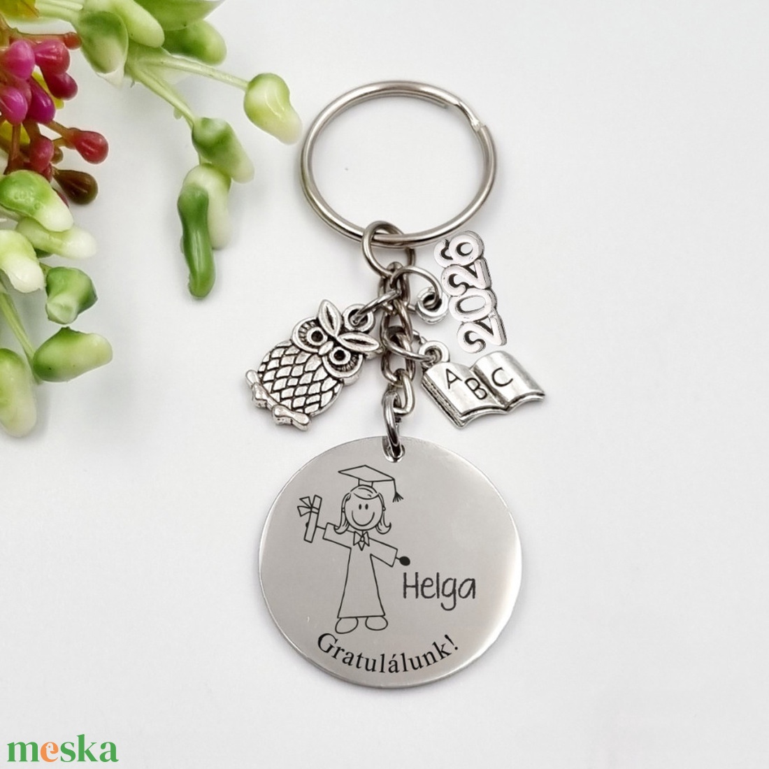 Ballagási ajándék lányoknak - Gravírozott grafikás ballagási kulcstartó végzősöknek 5_68. - táska & tok - kulcstartó & táskadísz - kulcstartó - Meska.hu