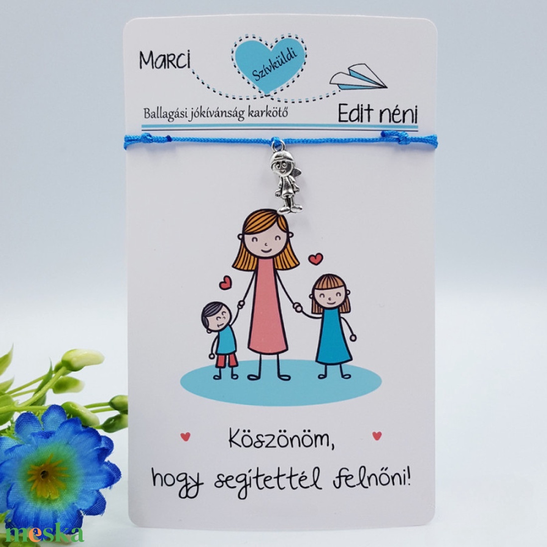 Ajándék óvó néninek. Óvodai ballagási jókívánság karkötő óvó néninek 2. (kisfiú medállal) - ékszer - karkötő - névre szóló karkötő - Meska.hu