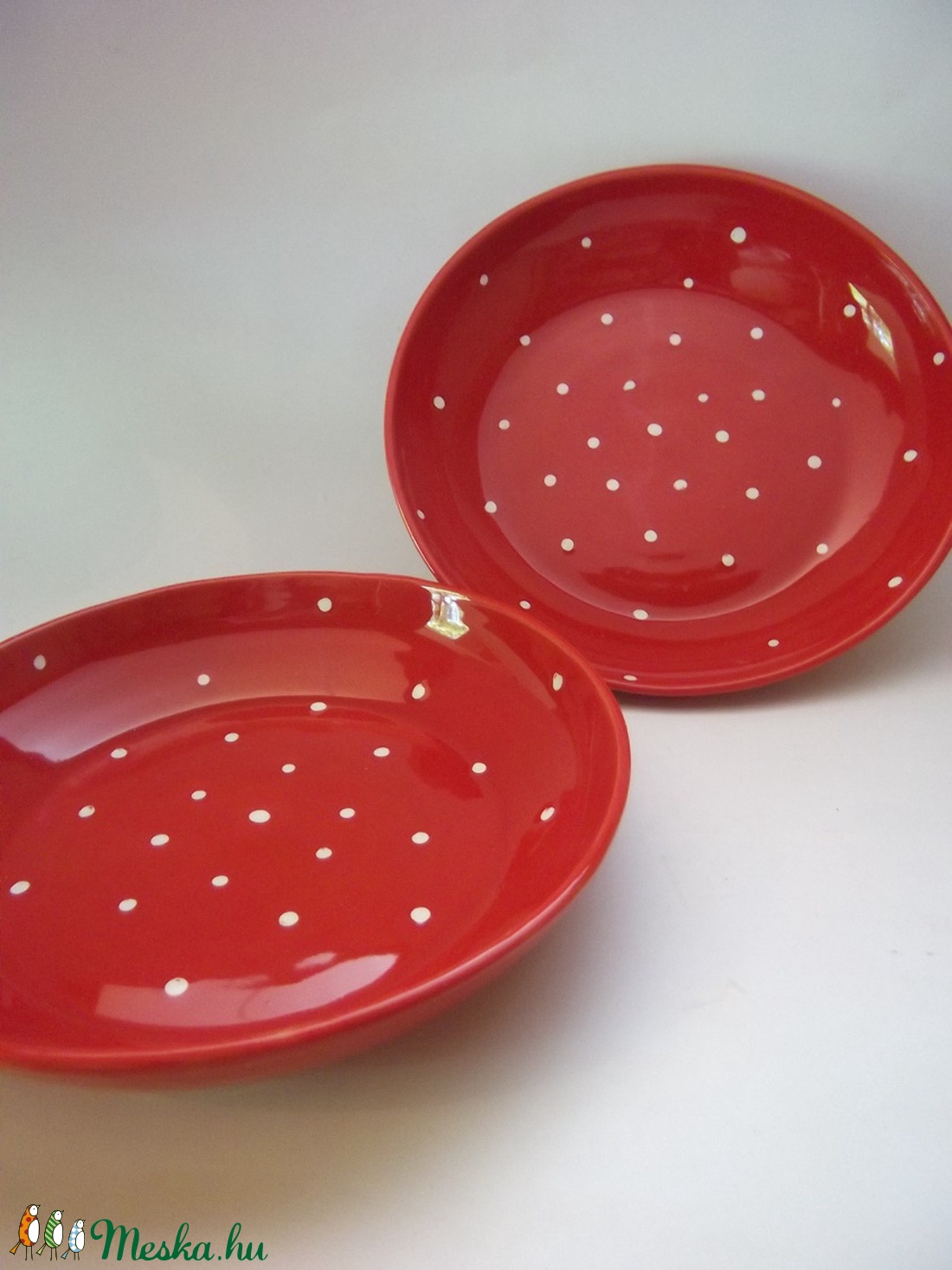 Piros pöttyös tányér szett -  - Meska.hu