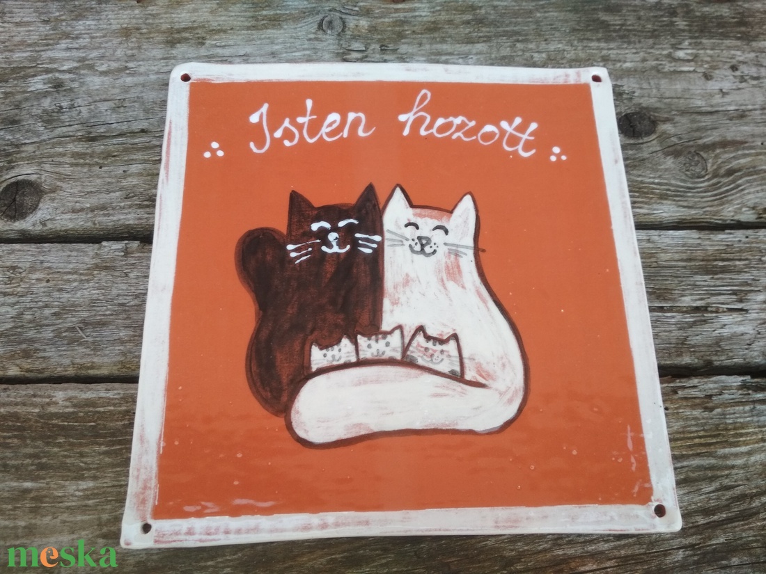 Isten hozott, cicás üdvözlő tábla, kerámia falikép - - Meska.hu Isten hozott, cicás üdvözlő tábla, kerámia falikép - - Meska.hu