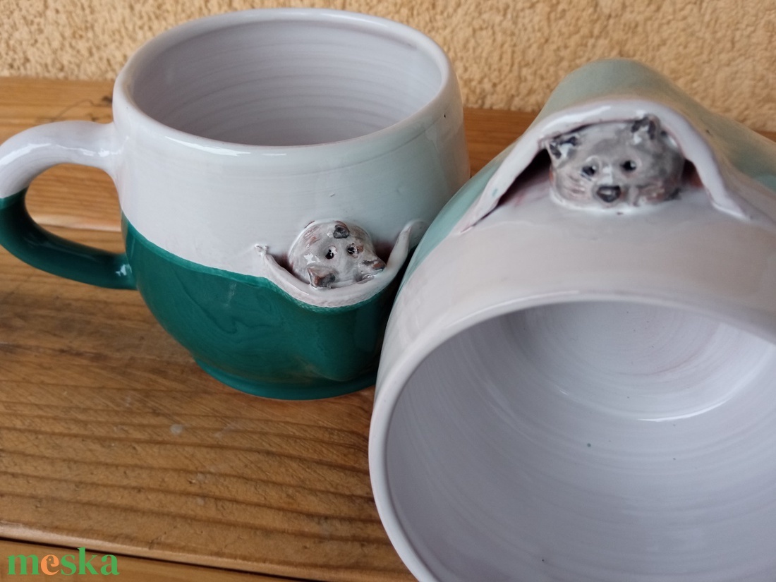 Kukucskáló cicás bögre - otthon & életmód - konyhafelszerelés, tálalás - tálalás - bögre & csésze - Meska.hu
