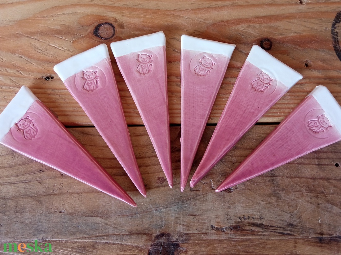 Írható növényjelölő cicás mintával, mályva színű mázzal - otthon & életmód - ház & kert - növény & veteményes - Meska.hu