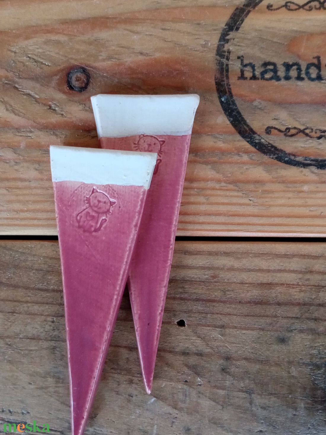 Írható növényjelölő cicás mintával, mályva színű mázzal - otthon & életmód - ház & kert - növény & veteményes - Meska.hu