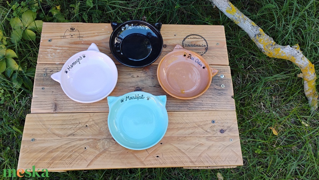 Cica etetőtál szett egyedi rendelésre - otthon & életmód - kisállatoknak - cicáknak & macskáknak - Meska.hu