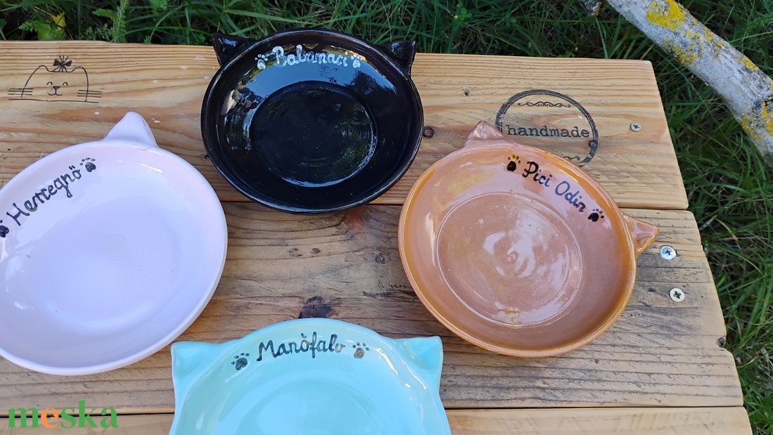 Cica etetőtál szett egyedi rendelésre - otthon & életmód - kisállatoknak - cicáknak & macskáknak - Meska.hu