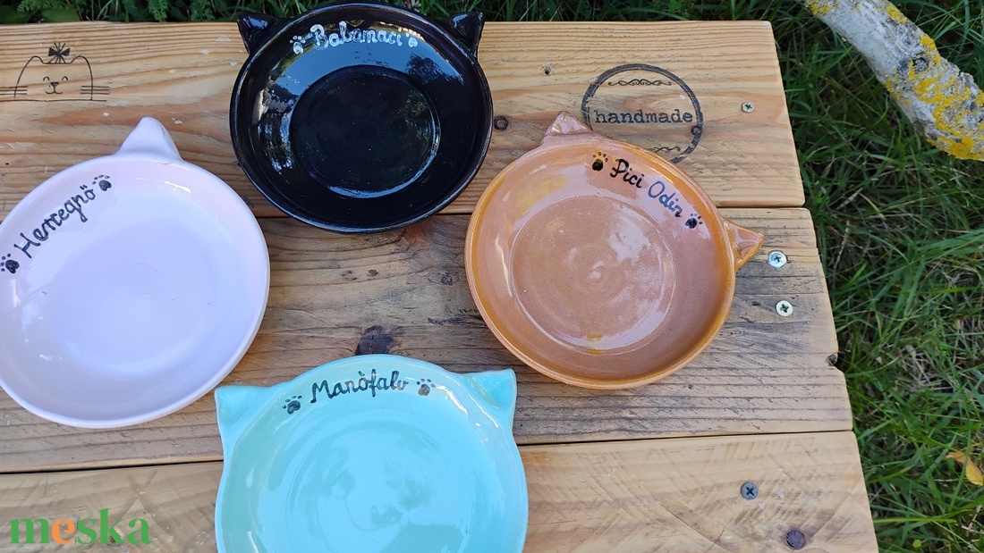 Cica etetőtál szett egyedi rendelésre - otthon & életmód - kisállatoknak - cicáknak & macskáknak - Meska.hu