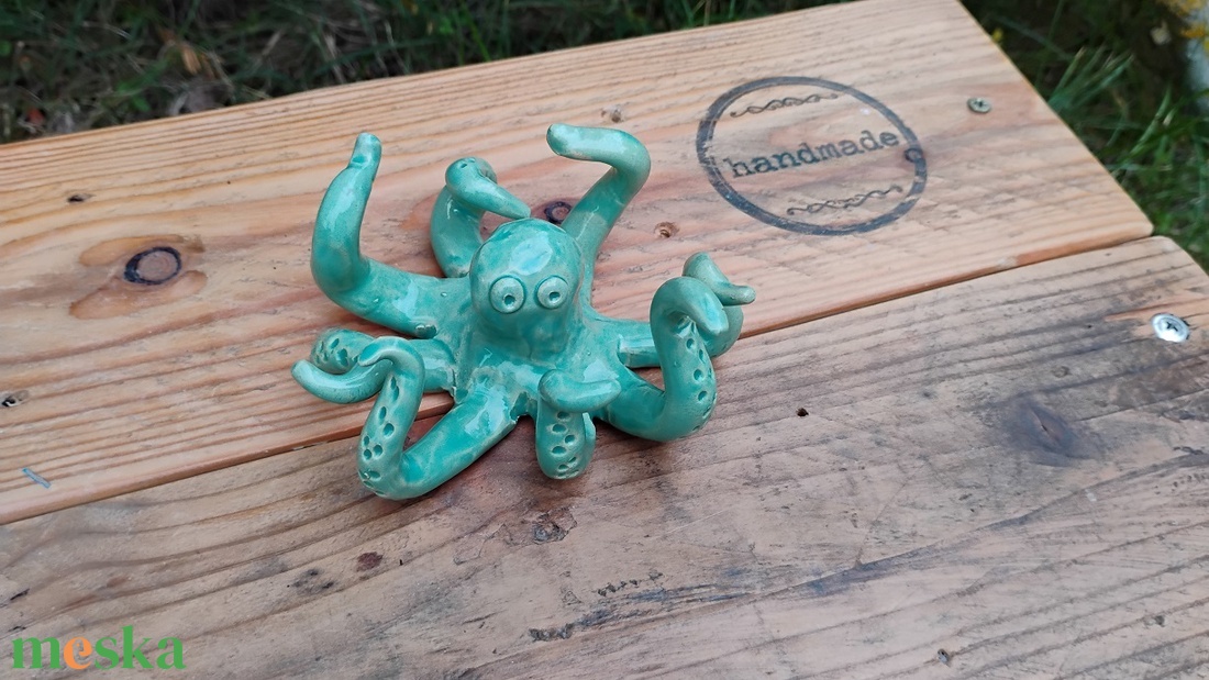 Kerámia polip figura - otthon & életmód - dekoráció - asztal és polc dekoráció - asztaldísz - Meska.hu