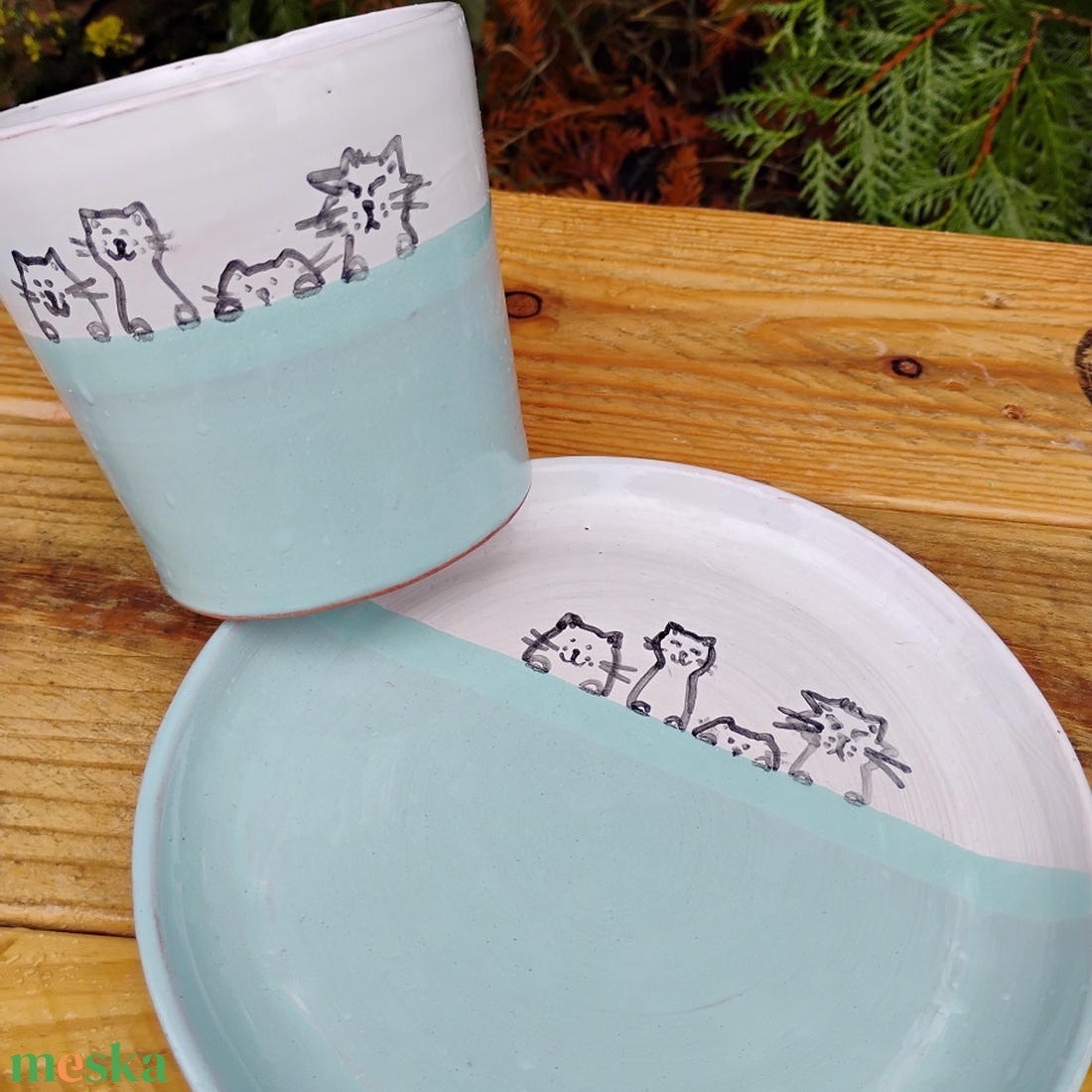 Cicás reggeliző készlet, Bundásliga, 2 darabos szett - otthon & életmód - konyhafelszerelés, tálalás - tálalás - tányér & étkészlet - Meska.hu