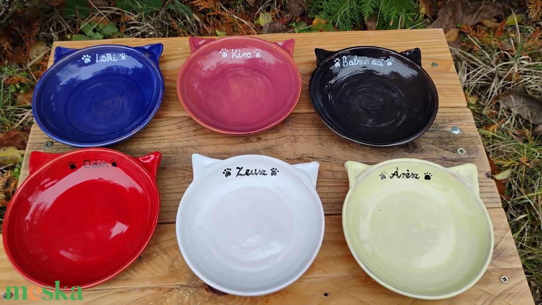 Cica etetőtál szett egyedi rendelésre - otthon & életmód - kisállatoknak - cicáknak & macskáknak - Meska.hu