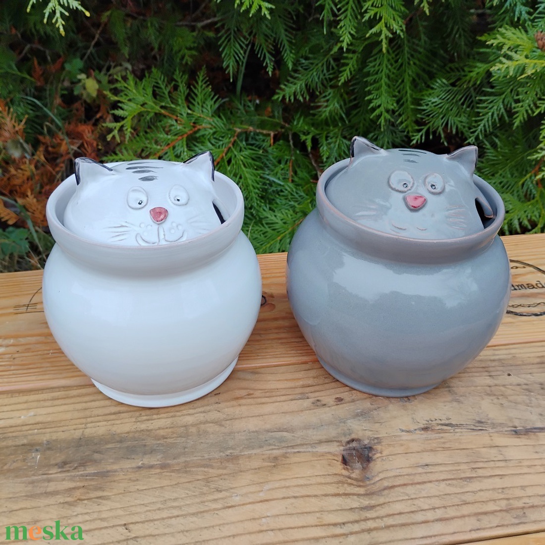 Cicás cukortartó, mézes csupor szett - otthon & életmód - konyhafelszerelés, tálalás - konyhai tárolás - méz & vajtartó - Meska.hu