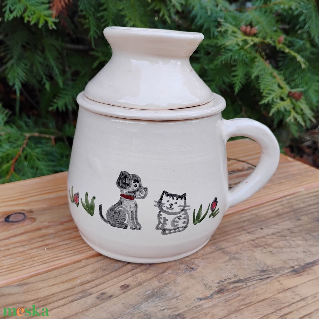 Cicás szűrős bögre, gyógyteás bögre - otthon & életmód - konyhafelszerelés, tálalás - tálalás - bögre & csésze - Meska.hu