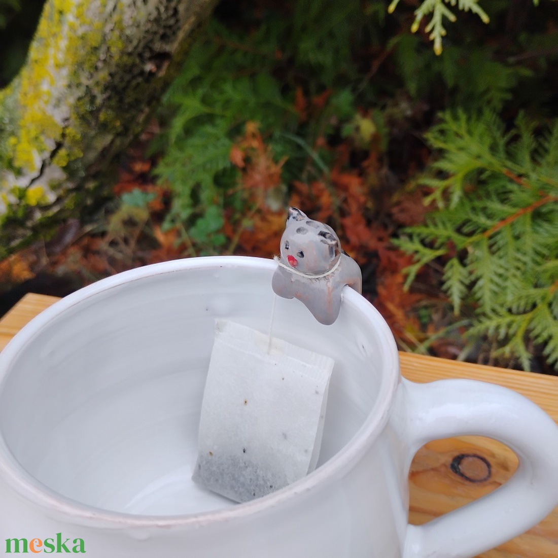 Cica figurás bögre alátéttel - otthon & életmód - konyhafelszerelés, tálalás - tálalás - teás- és kávés pohár, készlet - Meska.hu