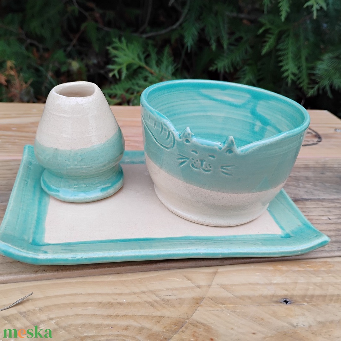 Matcha teás készlet, három részes - otthon & életmód - konyhafelszerelés, tálalás - tálalás - bögre & csésze - Meska.hu
