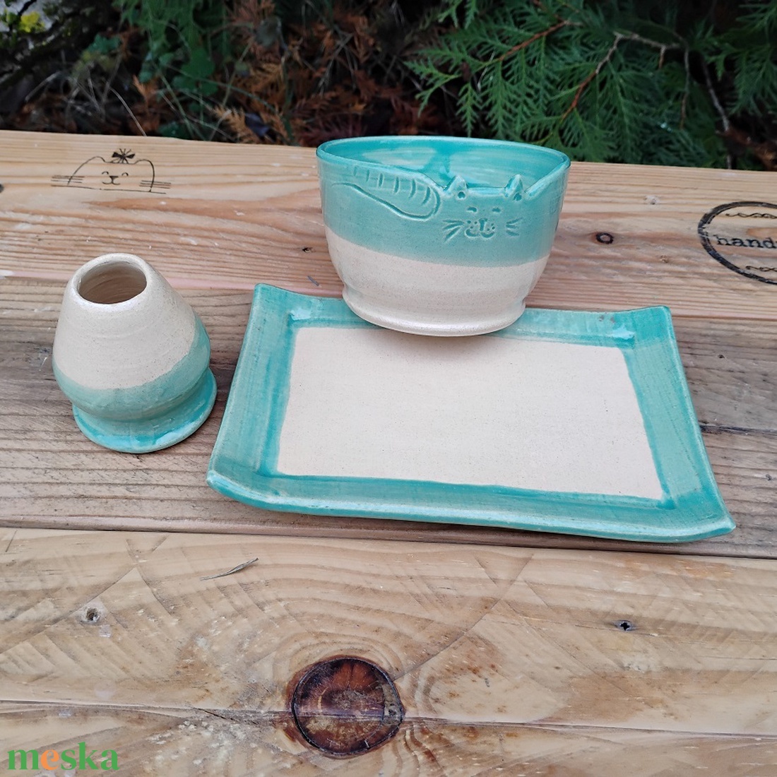 Matcha teás készlet, három részes - otthon & életmód - konyhafelszerelés, tálalás - tálalás - bögre & csésze - Meska.hu