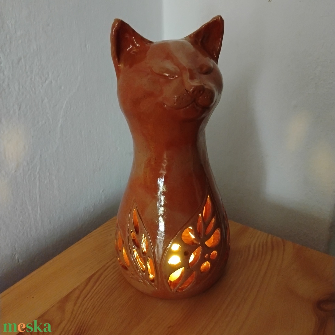 Macska formájú lámpa, mécsestartó - otthon & életmód - lámpa - hangulatlámpa - Meska.hu